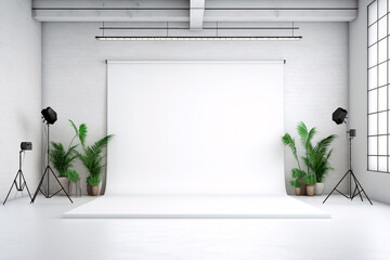 White Studio Background with Spotlight, Professional Product Photography