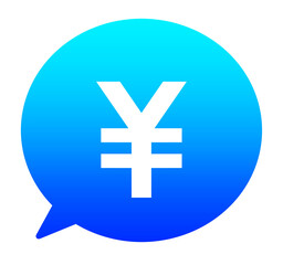 青いグラデーションの円マークと吹き出し