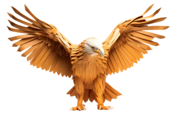Poster Majestic Pose of Paper Eagle on a transparent background © AIstudio1