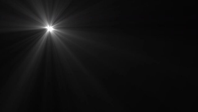 Centered white light rays on black background. Heaven light animation from center. Dynamic light rays footage 4k 
