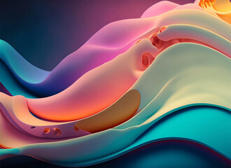 abstract background of color paint splashes forming waves, pastel colored paint splashes