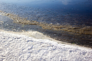 Covering the lake with ice, ice on the lake.