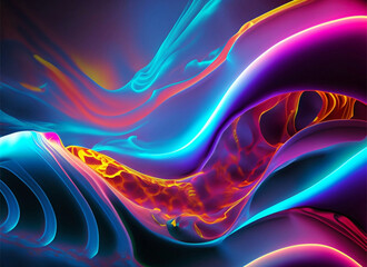 abstract background of color paint splashes forming waves, neon colored paint splashes