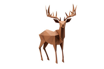 Origami Deer with Antlers on a transparent background