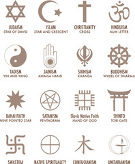 Collection of Religious Symbols in Brown Colors