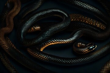 close up of a black python