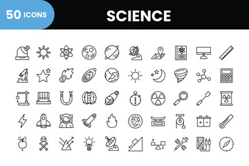 Science icon set. Outline icon collection
