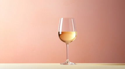 Glass on a pastel pink background