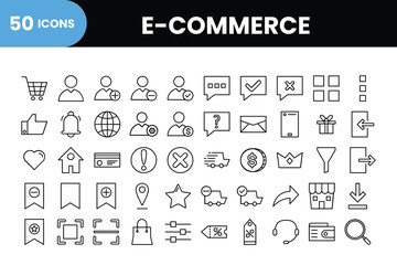 E-commerce icon set. Outline icon collection