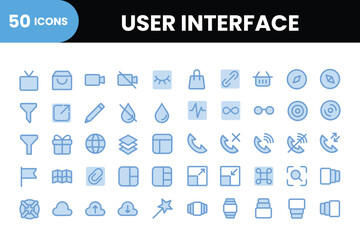 User Interface Icons Collection, Basic ui ux icon set. Set icon of user interface. Vector illustration. editable stroke.. Pixel perfect. 64 x 64.