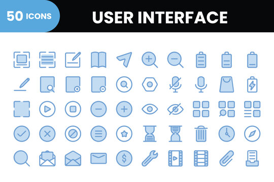 User Interface Icons Collection, Basic ui ux icon set. Set icon of user interface. Vector illustration. editable stroke.. Pixel perfect. 64 x 64.