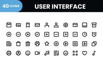 User Interface Icons Collection, Basic ui ux icon set. Set icon of user interface. Vector illustration. editable stroke.. Pixel perfect. 64 x 64.