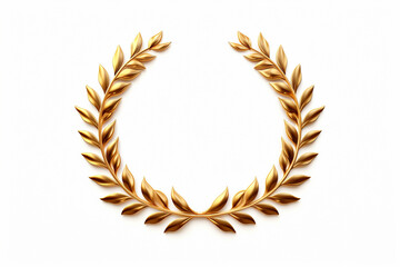 Golden laurel wreath or headband for a winner award vector isolated on a simple white background. Generative AI.