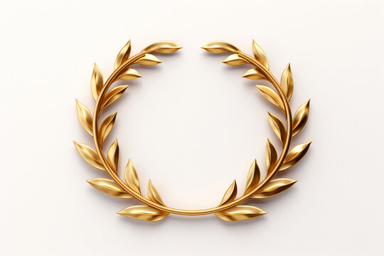 Golden laurel wreath or headband for a winner award vector isolated on a simple white background. Generative AI.