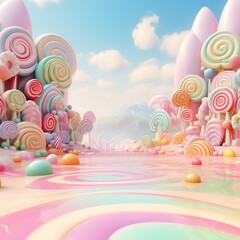 Candyland very beautiful rainbow pieces of candy pastel colors