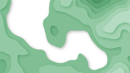 Papercut multi-layers 3D pastel green color texture vector background. Smooth origami art shape paper cut vector background.