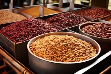 coffee beans in various stages of roasting process