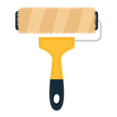 Vector image of a repair tool in cartoon style. Paint roller. Construction and housework concept. A team of individual builders. Elements for your design.