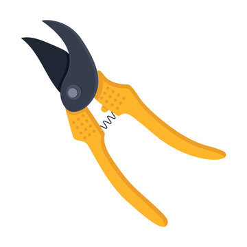Vector image of a repair tool in cartoon style. Secateurs. Construction and housework concept. A team of individual builders. Elements for your design.
