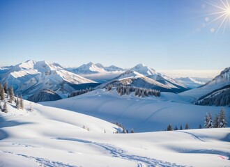 Fototapeta na wymiar ski resort in the mountains during winter, created using AI generative technology