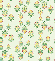 Textile, Home Décor, Interior Design, Seamless floral pattern in pale cyan green and white. All over doodle meadow design for digital textile printing, Set islamic oriental ornamental floral geometric