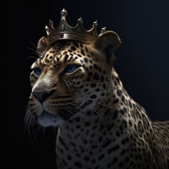 Obraz premium Portrait of a majestic Leopard with a crown