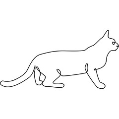 Cat One Line Hand Drawn Doodle Style Illustration