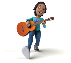 Fun 3D cartoon asian teenage girl