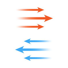 Cold air and warm air direction arrow transparent.