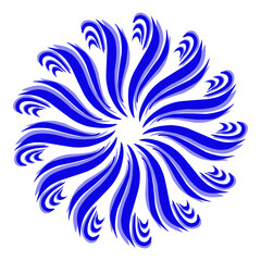 Blue tribal mandala icon with shadow. Perfect for logos, icons, items, tattoos, stickers, posters, banners, clothes, hats