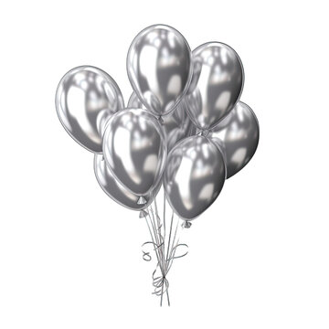 silver balloons isolated on white background