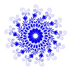 Blue tribal mandala icon with shadow. Perfect for logos, icons, items, tattoos, stickers, posters, banners, clothes, hats