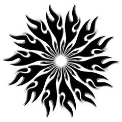 Black tribal mandala icon with shadow. Perfect for logos, icons, items, tattoos, stickers, posters, banners, clothes, hats