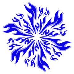 Blue tribal mandala icon with shadow. Perfect for logos, icons, items, tattoos, stickers, posters, banners, clothes, hats