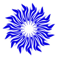 Blue tribal mandala icon with shadow. Perfect for logos, icons, items, tattoos, stickers, posters, banners, clothes, hats