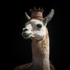 Obraz premium Portrait of a majestic Llama with a crown