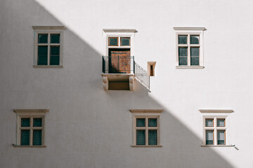 facade of a white house