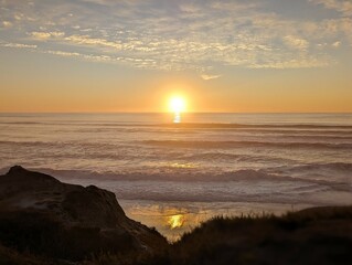 enchanting golden sunset painting the Pacific skies