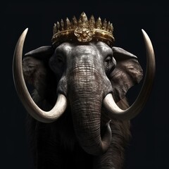 Portrait of a majestic Mammoth with a crown