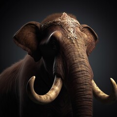 Portrait of a majestic Mammoth with a crown