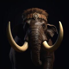 Obraz premium Portrait of a majestic Mammoth with a crown