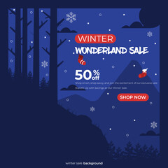 Winter sale background banner vector illustration 