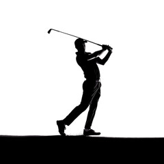 Silhouette of a male golf player in action