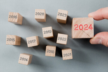 Wooden Blocks with New Year 2024