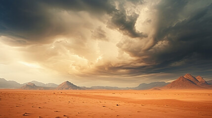 Fototapeta na wymiar Stormy sky over the desert landscape
