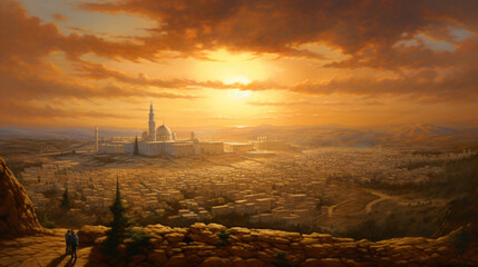 Sunrise over Jerusalem oil painting