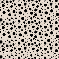 Hand drawn ink grunge texture seamless pattern. Doodle dots shapes. Vector illustration.