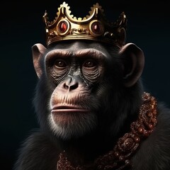 Portrait of a majestic Monkey with a crown