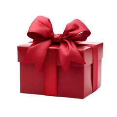 red gift box with bow on transparent background 