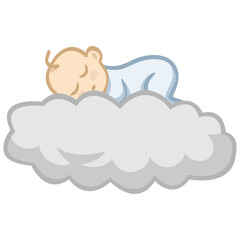 Sleeping Baby on Cloud Sweet Dream Illustration Vector